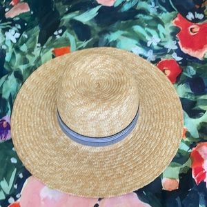 NEW JCREW hat sun hat with blue stripe detailing summer JCrew hat spring hat